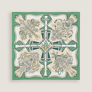 Bouquets Sellier scarf 70 - Green | Hermès Hong Kong SAR